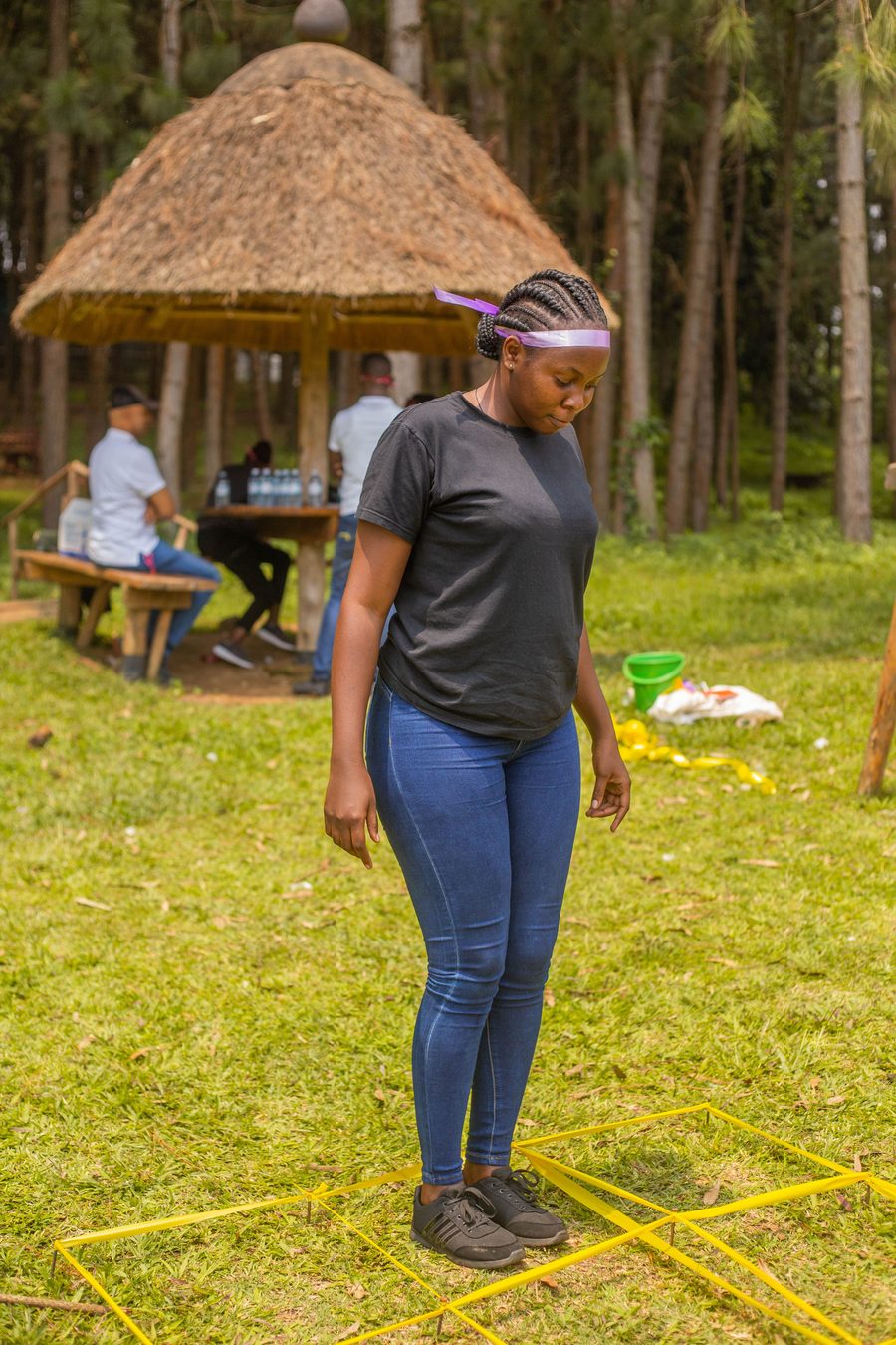 Facilitated problem-solving activity on a grass field